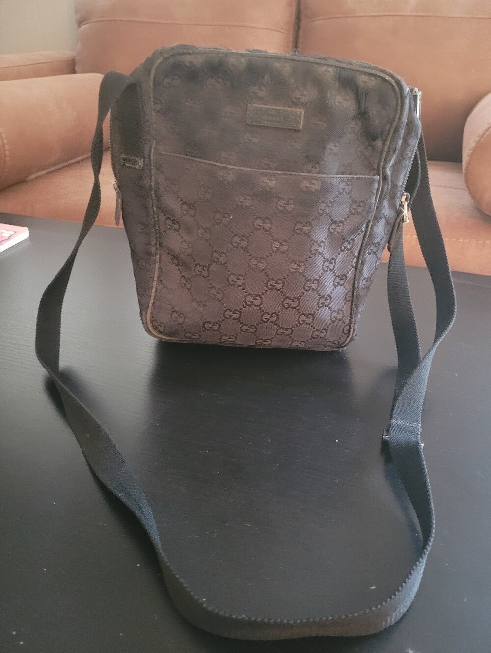 Gucci Black Denim Monogram Crossbody Bag